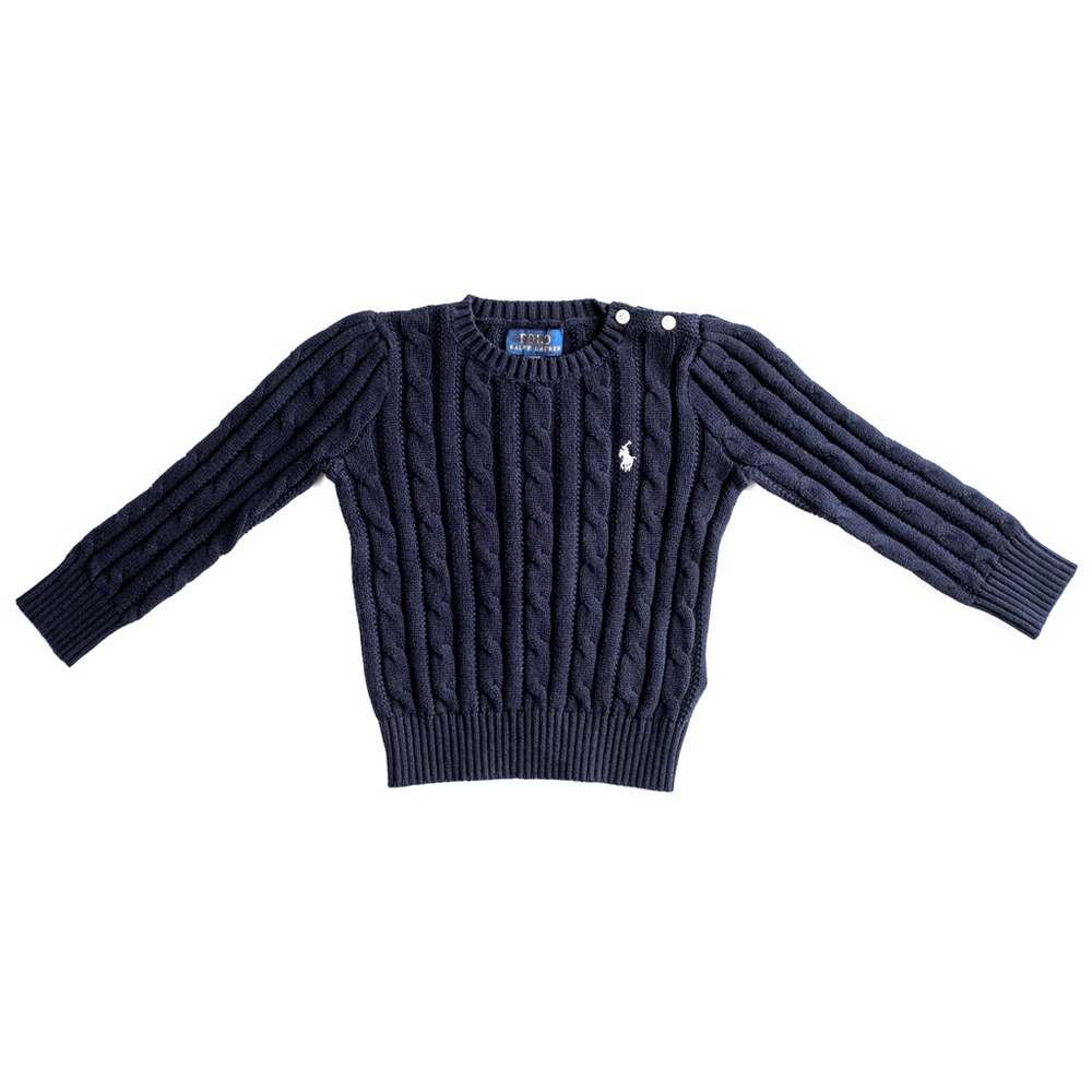 Girls Polo Ralph Lauren Cable-Knit Cotton Sweater Navy Blue NWOT - Size 3Y - Picture 6 of 10